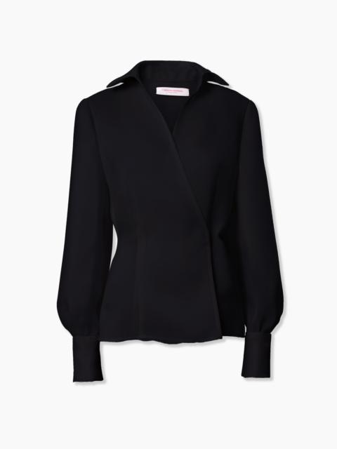 CAROLINA HERRERA Puff-Sleeve Gazar Wrap Top