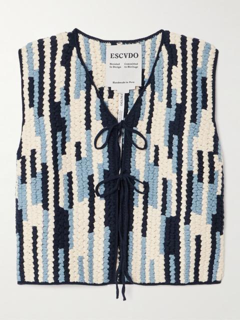ESCVDO Anadara Striped Crocheted Organic Cotton Vest