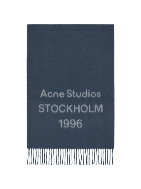 Acne Studios Blue Wide Logo Scarf