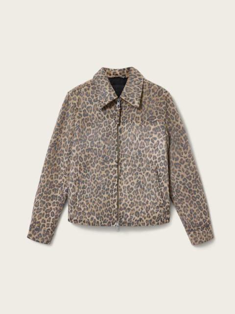 ALLSAINTS DELLCOT LEOPARD PRINT SUEDE JACKET