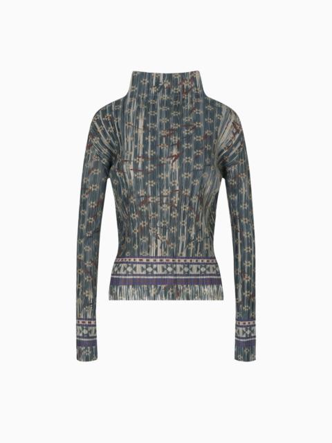 GIORGIO ARMANI PLEATED LIGHT JERSEY JUMPER WITH PRINT