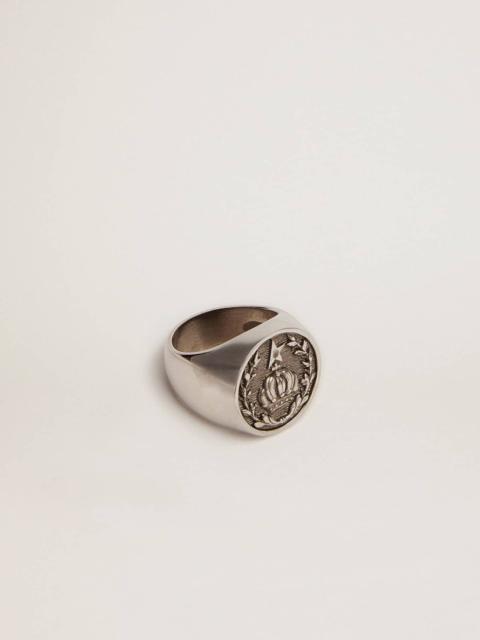 Golden Goose Men's signet ring in antique silver color
