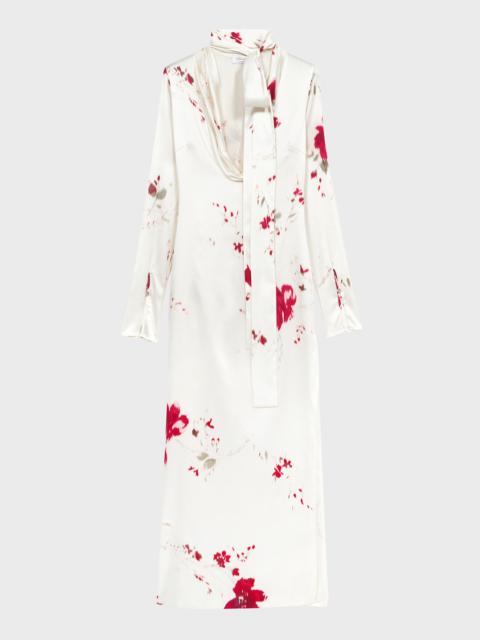 Blumarine ROSES PRINT SILK LONG DRESS