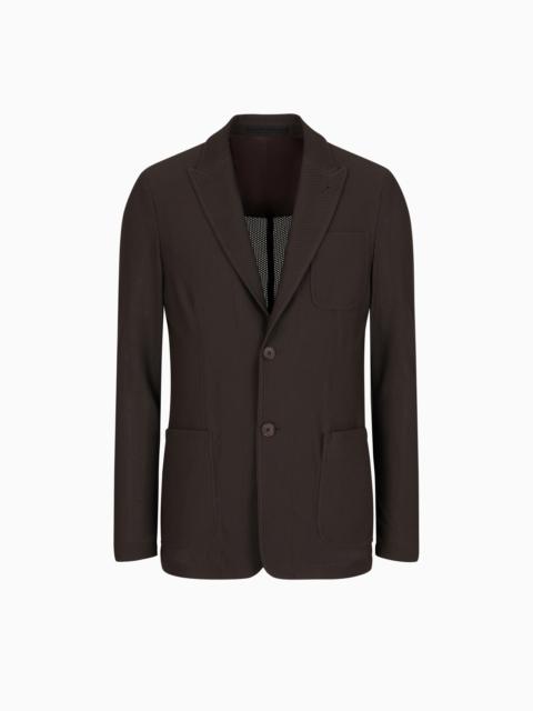 GIORGIO ARMANI Single-breasted jacket in technical waffle fabric