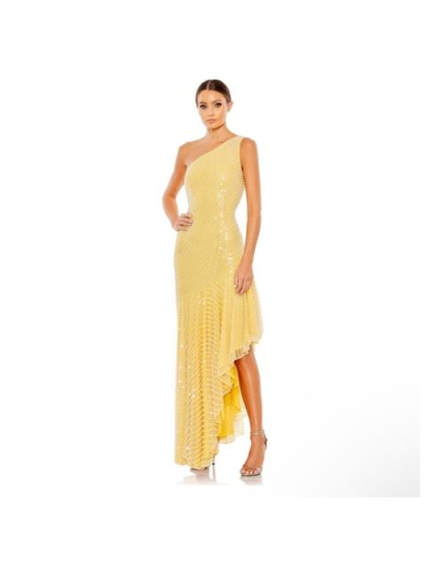 Other Designers NWT Mac Duggal 93741 One Shoulder Asymmetrical Hem Dress Yellow Pearl Sz 14 $598