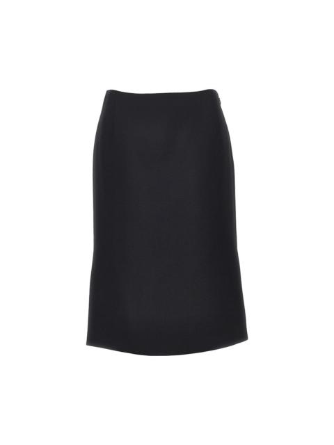 FENDI Fendi Grain De Poudre Wool Silk Midi Skirt Black