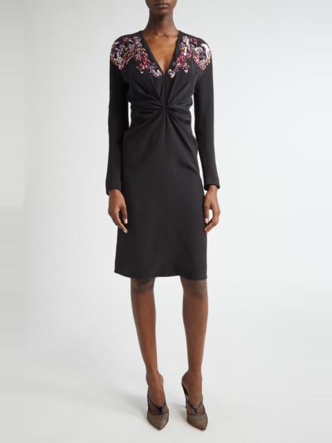 Etro★素敵！Embellished Long Sleeve Silk Crepon Midi Dress Etro Etro Embellished Long Sleeve Silk Crepon Midi Dress in