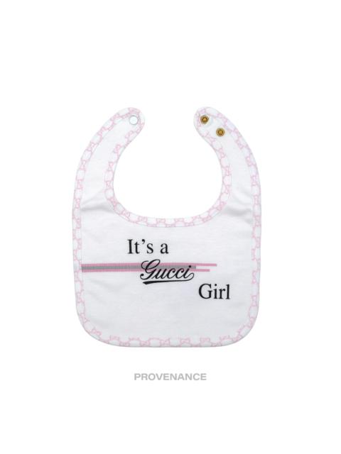 Gucci "It's a Gucci Girl" Baby Bib - White/Pink