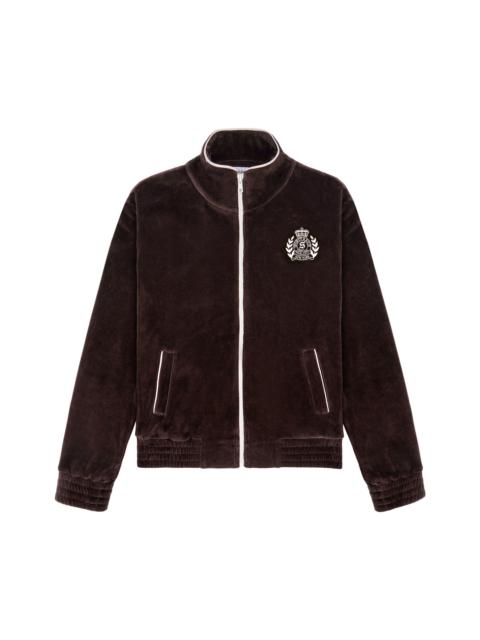 Sporty & Rich NY Crest Velour Track Jacket 'Chocolate'