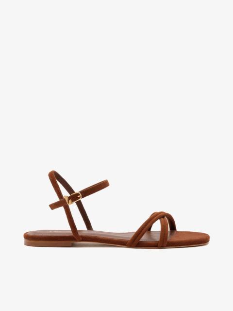 Larroudé Annie Ankle Strap Sandal In Burnt Umber Leather