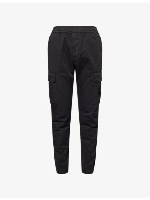 Stone Island Drawstring Tapered-leg Stretch-Cotton And Wool Trousers