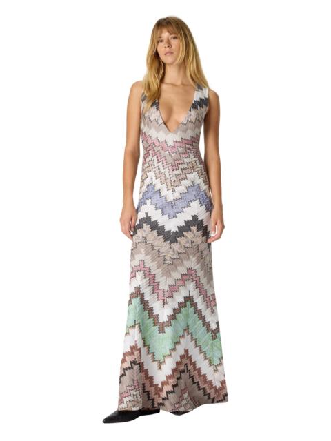 Missoni Missoni Viscose Lamé Gown With Deep V-neck in Green& Brown at Nordstrom