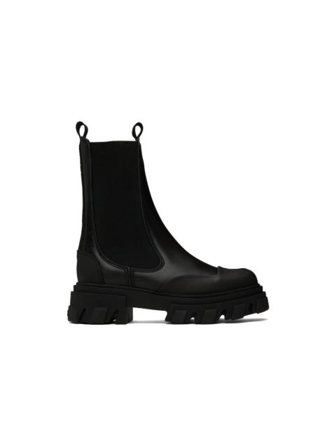GANNI Black Cleated Mid Chelsea Boots