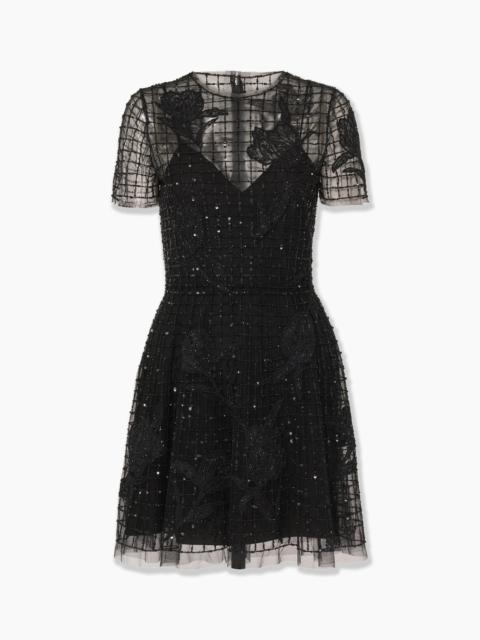 CAROLINA HERRERA Embroidered Tulle Mini Dress