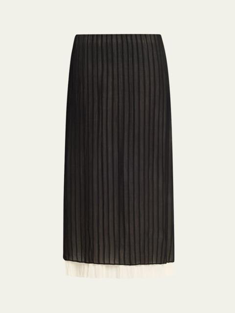 Vince Layered Pleated Midi Skirt