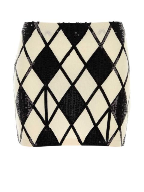 Blumarine Blumarine Women Embroidered Wool Blend Mini Skirt