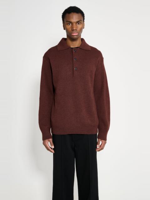 MARGARET HOWELL MARGARET HOWELL MHL OVERSIZED KNITTED POLO DRY WOOL DARK BROWN