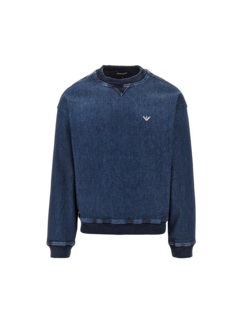 EMPORIO ARMANI Emporio Armani Denim Crewneck Sweatshirt Blue
