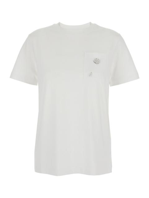 Kenzo Women 'Boke Flower 2,0' White Crewneck T-Shirt With Logo Patch On The Front And Logo Lettering