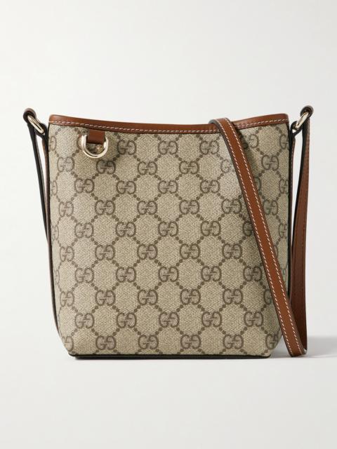 GUCCI Gg Emblem Mini Leather-trimmed Printed Coated-canvas Shoulder Bag