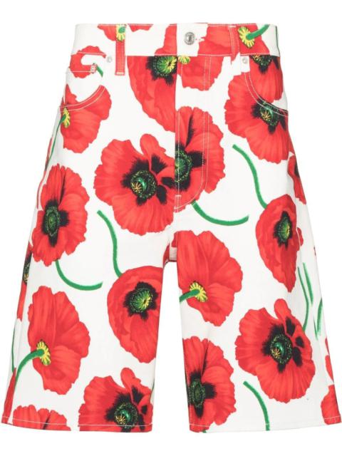 KENZO poppy-print Bermuda shorts