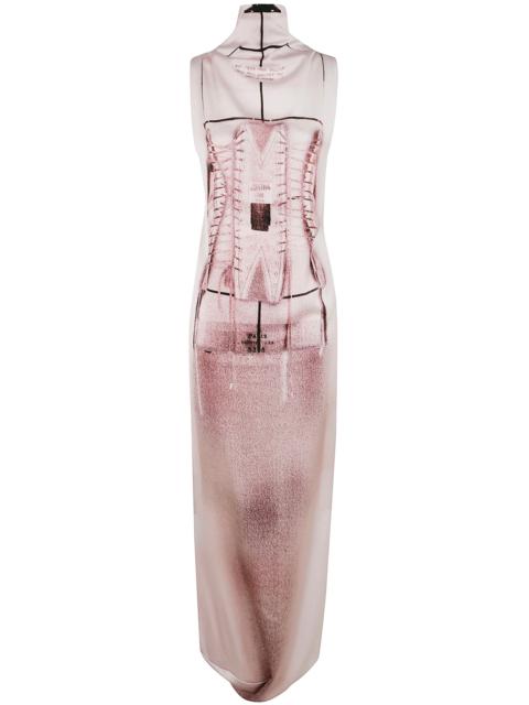 Jean Paul Gaultier Jean Paul Gaultier Women Draped Long Dress With Trompe L`Œil Print