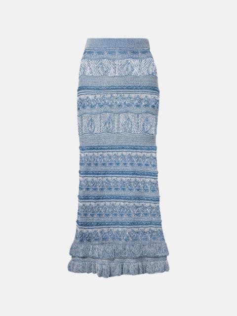 Etro Crochet ruffled cotton maxi skirt