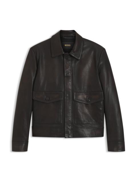 BOSS NAPPA-LEATHER JACKET IN AN AVIATOR STYLE