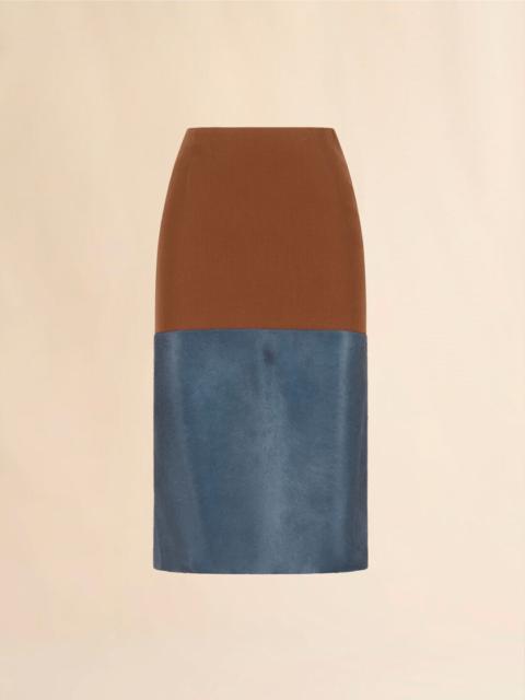 Marni BROWN WOOL SKIRT WITH PONY HAIR INSERT