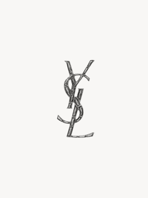 SAINT LAURENT Saint Laurent Cassandre Crocodile Brooch Silver