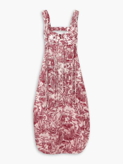 Stella McCartney Fringed printed silk and cotton-blend midi dress