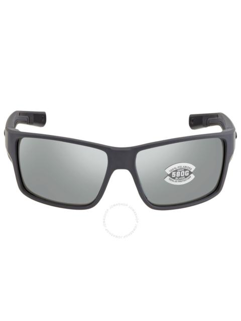 Costa Del Mar - Costa Del Mar Reefton Pro Grey Silver Mirror Polarized Rectangular Men's Sunglasses 6S9080 908009 63