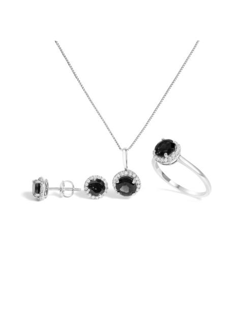 Other Designers Haus of Brilliance 10K White Gold Red Garnet and 3/8 Cttw Diamond Halo Jewelry Set