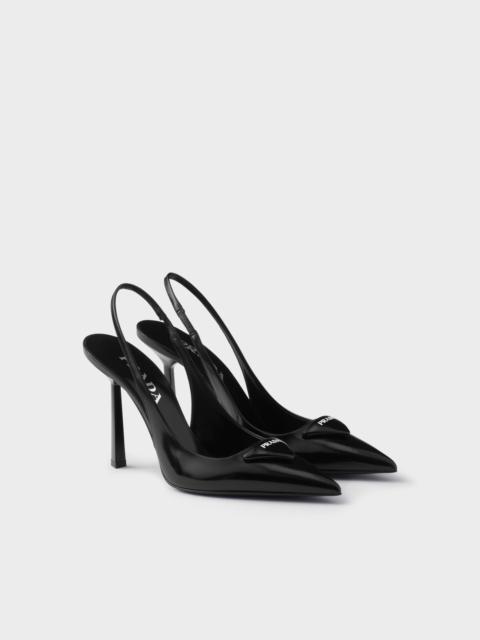 Prada Brushed leather slingback pumps