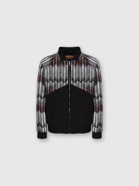 Missoni Missoni Bomber With Zigzag Insert In Wool Blend in Beige & Burgundy at Nordstrom