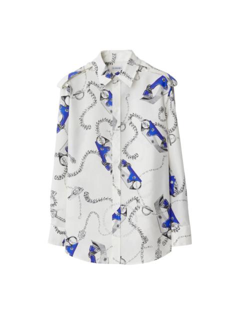 Burberry Knight Hardware-Print Silk Shirt