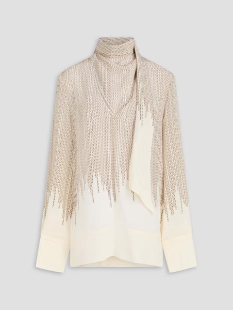 Victoria Beckham Tie-neck printed silk crepe de chine blouse