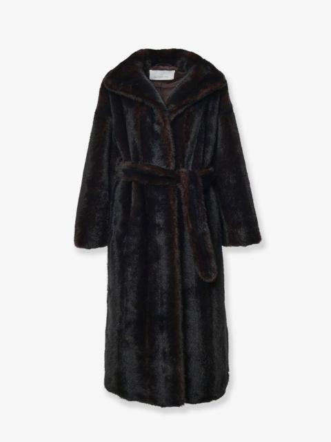 The Frankie Shop The Frankie Shop Ravello Faux Fur Coat Dark Brown