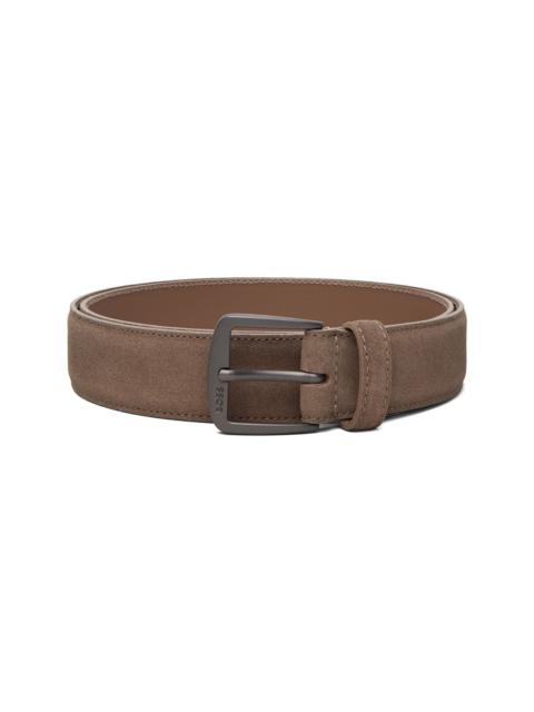 BOSS Beige Logo Buckle Suede Belt