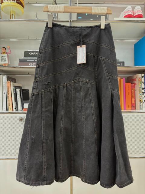 Miu Miu MiuMiu grey black distressed denim skirt