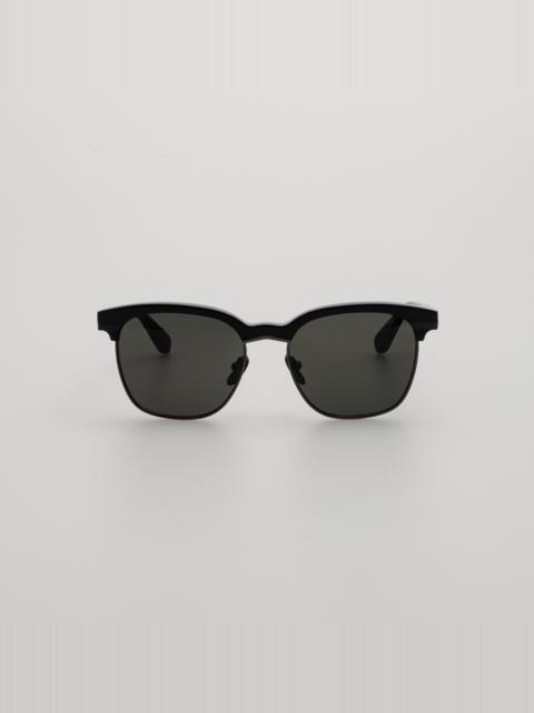 LINDA FARROW Darin Sunglasses in Black and Matt Nickel
