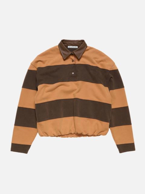 Acne Studios Striped polo sweater - Dark brown/cognac brown