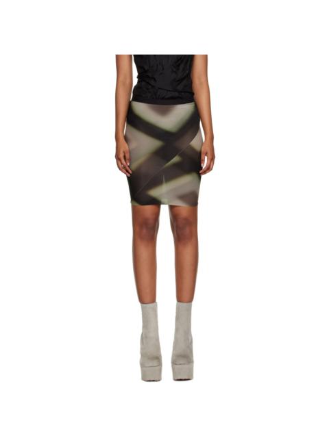 Rick Owens Black & Taupe Plaid Miniskirt