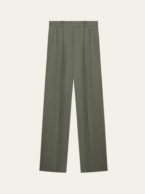 Loewe Men's Sage Viscose Blend Cady Pleated Trousers