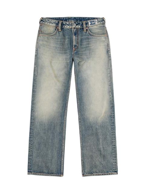 EVISU Distressed Seagull Print Regular Fit Denim Jeans