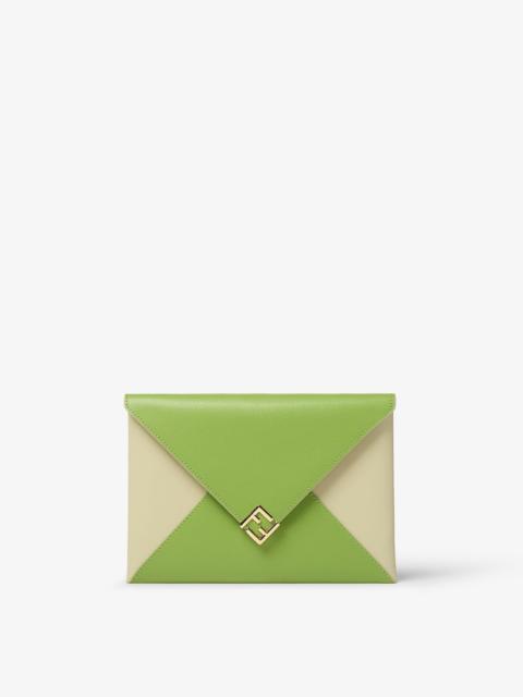 FENDI FF Diamonds Pouch Green leather pouch