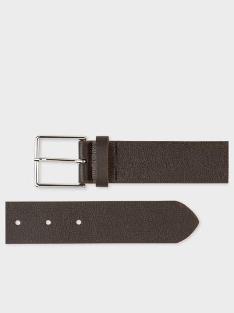 Paul Smith Dark Brown Leather 'Signature Stripe' Trim Belt