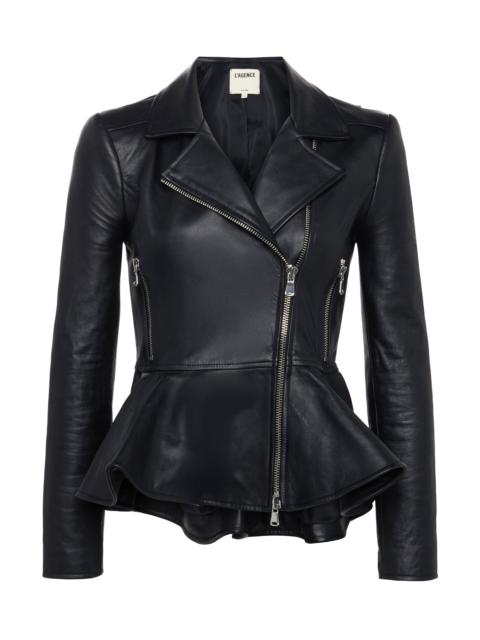 L'AGENCE Lyric Leather Peplum Jacket