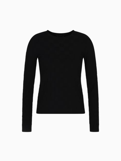 EMPORIO ARMANI CHECK-EFFECT KNIT FRONT AND BACK VISCOSE JUMPER