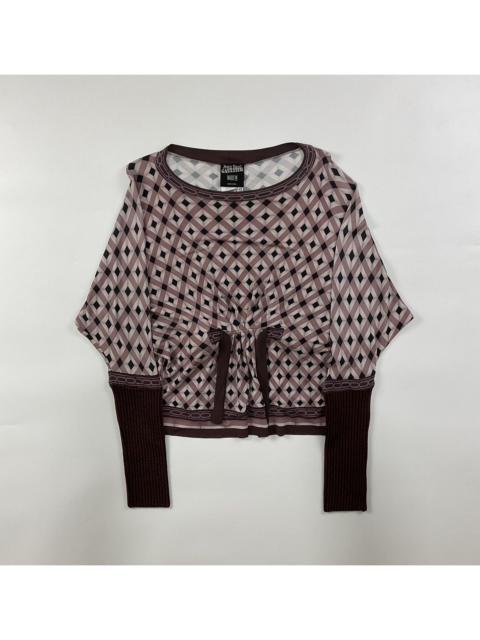Jean Paul Gaultier Jean Paul Gaultier-Mauve Diamond Print Long Sleeve Mesh Top